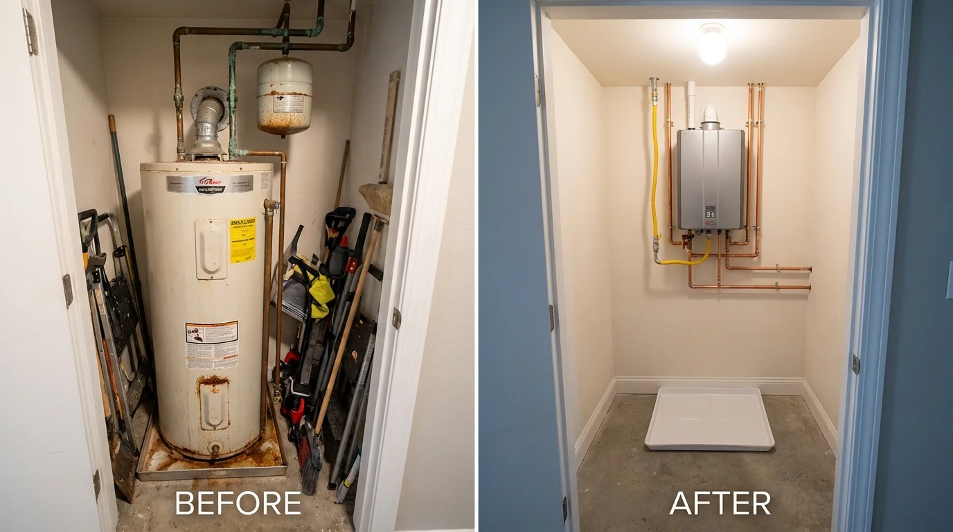 Tank water heater versus wall-mounted tankless unit comparison for Madison, AL homeowners